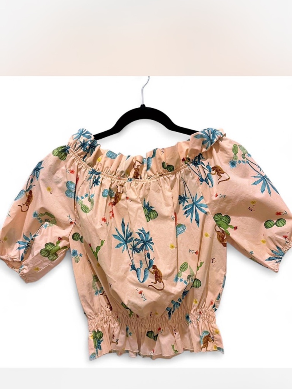 NWT Benetton Off Shoulder Blouse | Pink | Cottagecore Coquette Boho Summer | M